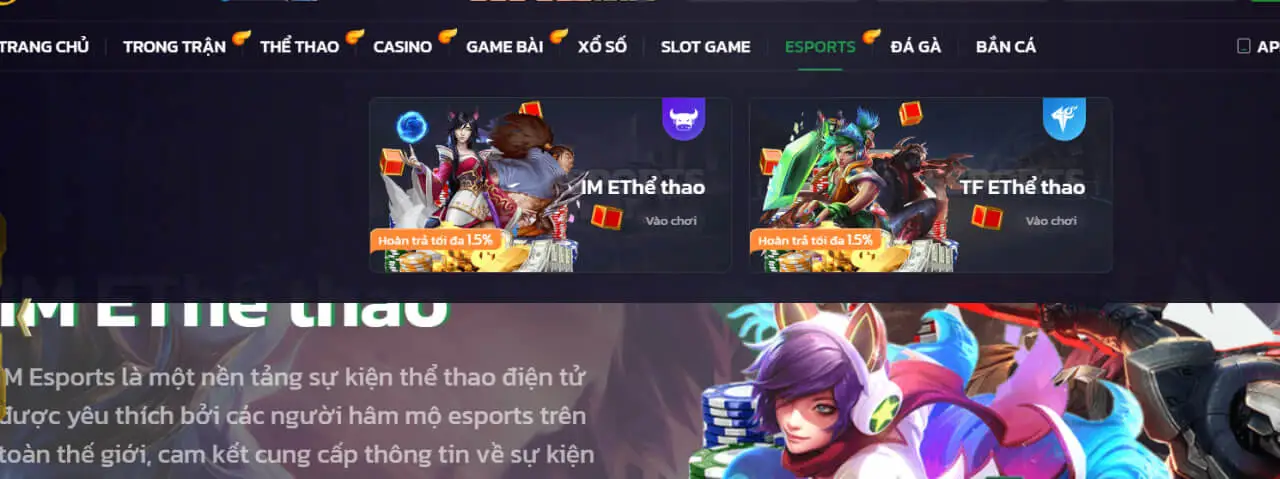 Cá cược Esports với loạt trận đối kháng đỉnh cao